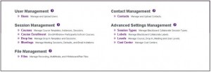 Screenshot of Collaborate’s Session Administration System (SAS)