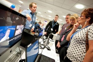 Preston College shows Southport College delegates a range of technologies they use for learners in their Beacon Award winning Innovation and Excellence room.