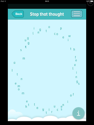 Screenshot showing the ‘Stop that thought’ activity and interactivity