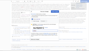 Screenshot of editing checks in Wikipedia