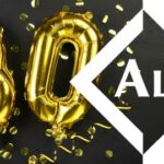 A golden balloon in the shape of the number 30.