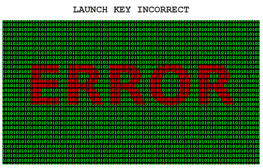 the text 'Launch key incorrect' is above an image of a green computer screen with the word error in red.